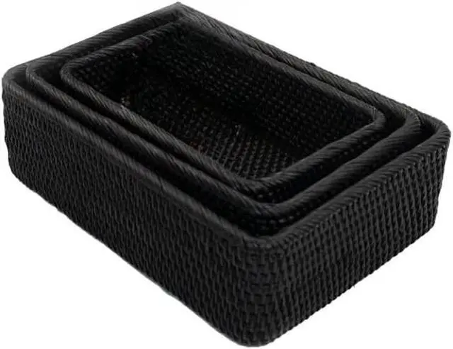 Main image of Shelter Cast Rattan Serving Tray Handwoven Tray Decorative Tray Set of 3 (Natural Color)
Visit the ShelterCast Store Black