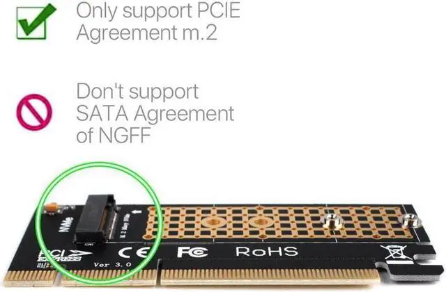 Alt view image 4 of 6 - M.2 NVMe SSD NGFF TO PCIE 3.0 X16 X4 Adapter M Key Interface Expansion Card Full Speed Support 2230 to 2280 SSD