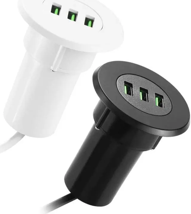 Alt view image 5 of 5 - 5V/3.1A Three-USB Port Hub Grommet Desktop Hole USB Charger Portable Adapter Fast Charging For IPhoneor Other Smart Cellphones
