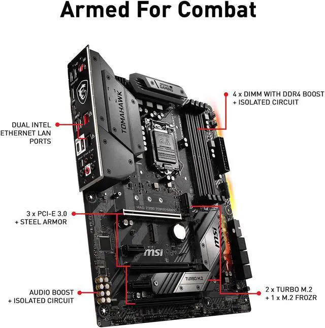 Alt view image 4 of 10 - MSI MAG Z390 TOMAHAWK LGA 1151 (300 Series) Intel Z390 HDMI SATA 6Gbs USB 31 ATX Intel Motherboard