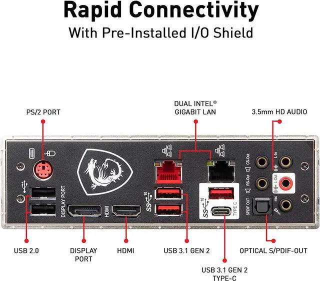 Alt view image 5 of 10 - MSI MAG Z390 TOMAHAWK LGA 1151 (300 Series) Intel Z390 HDMI SATA 6Gbs USB 31 ATX Intel Motherboard