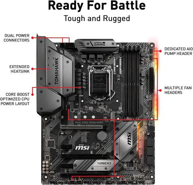 Alt view image 2 of 10 - MSI MAG Z390 TOMAHAWK LGA 1151 (300 Series) Intel Z390 HDMI SATA 6Gbs USB 31 ATX Intel Motherboard