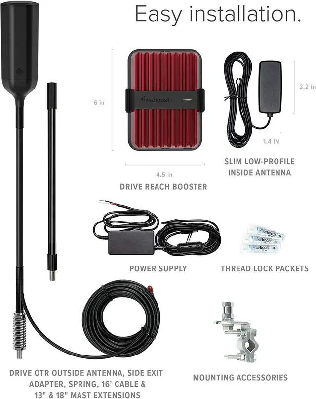 Alt view image 3 of 9 - weBoost Drive Reach OTR [Multi User] In-Vehicle Cell Phone Signal Booster Kit for Semi/SUV/Truck All Carriers 3G/4G LTE