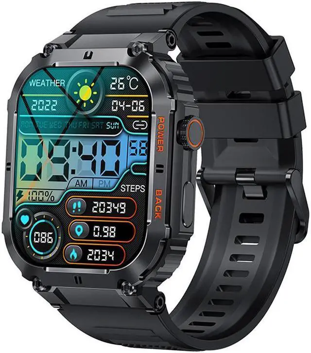 Alt view image 2 of 2 - Rugged Military Smart watch - Waterproof, Long-lasting Battery, Fitness Tracker, blood pressure, activity tracker