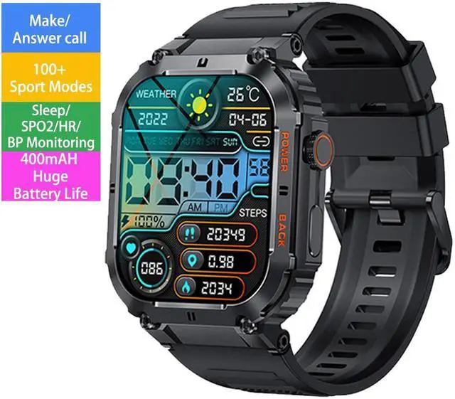 Main image of Rugged Military Smart watch - Waterproof, Long-lasting Battery, Fitness Tracker, blood pressure, activity tracker