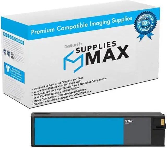 Alt view image 2 of 8 - SuppliesMAX Remanufactured Replacement for HP PageWide Pro 500 Series/Pro 552DW/Pro 577DW/Pro 577Z/P55250DW/P57750DW Cyan Extra High Yield Inkjet (13000 Page Yield) (NO. 976Y) (L0R05A)