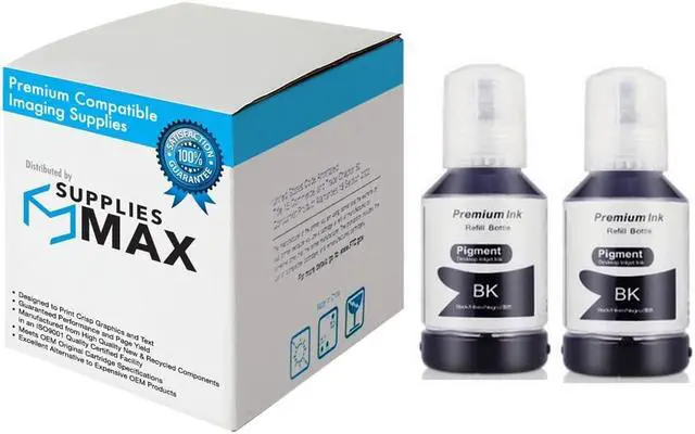 Main image of SuppliesMAX Compatible Replacement for Expression EcoTank ET-7700/ET-7750 Black Pigment Refill Ink Bottle (2/PK-8000 Page Yield) (NO. 512) (T512020-S_2PK-US)