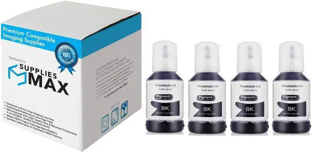 Main image of SuppliesMAX Compatible Replacement for Expression EcoTank ET-7700/ET-7750 Black Pigment Refill Ink Bottle (4/PK-8000 Page Yield) (NO. 512) (T512020-S_4PK-US)