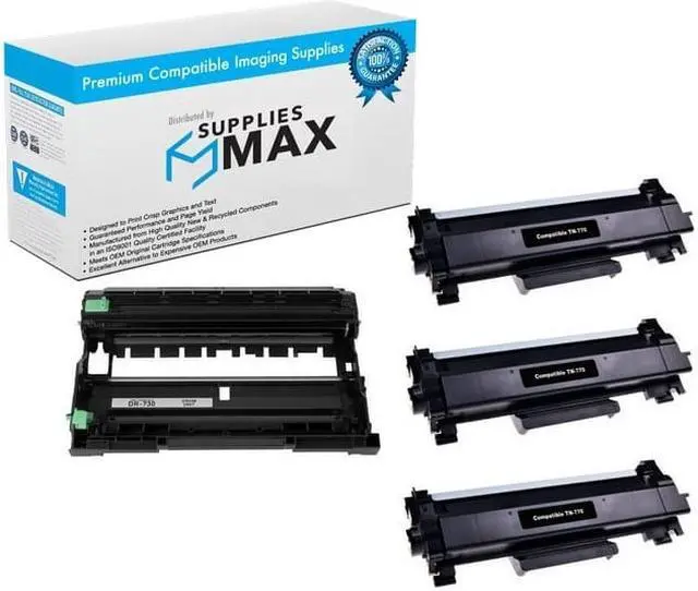 Main image of SuppliesMAX Compatible Replacement for Brother HL-L2370DW/HL-L2379DW/MFC-L2750DW/MFC-L2759DW Drum/Super High Yield Toner Value Combo Pack (1-Drum Unit/3-Toners) (DR-730_1PK/TN-770_3PKVB)