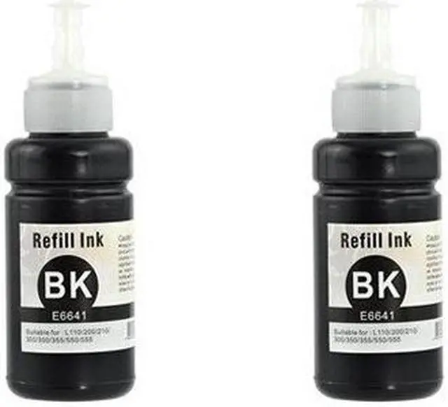 Alt view image 2 of 7 - SuppliesMAX Compatible Replacement for Eco-Tank L100/L200/L300/L550/ET-2500/ET-2600/ET-3600/ET-4500/ET-16500 Black Dye Ink Bottle (2/PK-70ML-4000 Page Yield) (NO. 664) (T664120-D2)