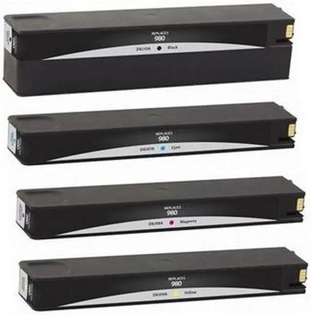 Alt view image 2 of 7 - SuppliesMAX Remanufactured Replacement for HP Enterprise OfficeJet X555DN/X555XH/X585DN/X585F/X585Z Inkjet Combo Pack (BK/C/M/Y) (NO. 980) (D8J0MP)
