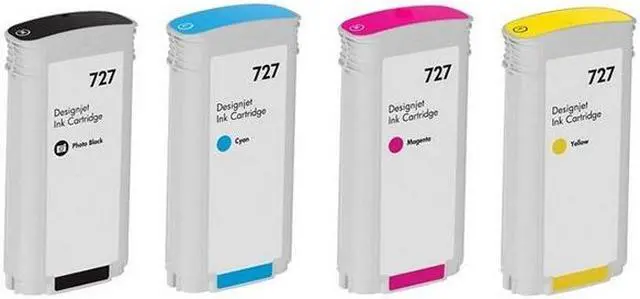 Alt view image 2 of 7 - SuppliesMAX Remanufactured Replacement for HP DesignJet T920/T930/T1500/T1530/T2500/T2530 Series High Yield Wide Fomat Inkjet Combo Pack (PBK/C/M/Y) (130ML) (NO. 727) (B3P2MP)