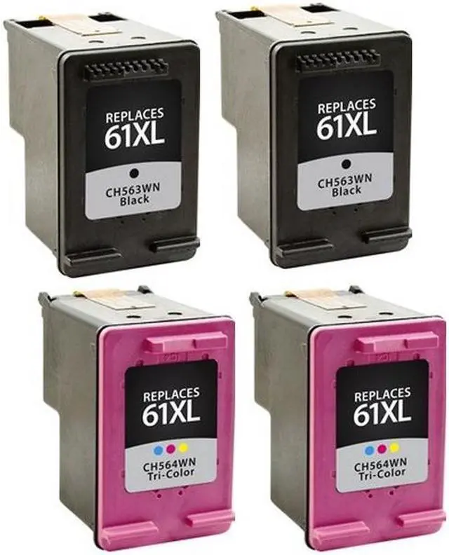Alt view image 2 of 7 - SuppliesMAX Remanufactured Replacement for HP DeskJet 1010/2050/2510/2540/3000/3050/3510/ENVY 4500/5530/OfficeJet 2620/4630 Inkjet Combo Pack (2-Black/2-Color) (NO. 61XL) (CR258BN_2PK)