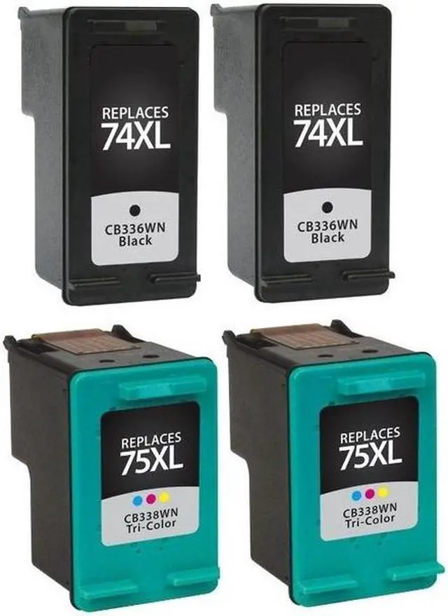 Alt view image 2 of 7 - SuppliesMAX Remanufactured Replacement for HP DeskJet D4260/D4360/PhotoSmart C4200/C4300/C4400/C4500/C5200/C5500/D5300 High Yield Inkjet Combo Pack (2-Black/2-Color) (NO. 74XL/NO. 75XL) (CZ139FN_2PK)