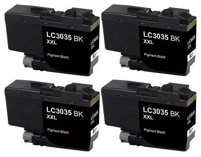 Alt view image 2 of 7 - SuppliesMAX Compatible Replacement for Brother DCP-J1100DW/MFC-J805DW/MFC-J815DW/MFC-J995DW/MFC-J1300DW Black Ultra High Yield Inkjet (4/PK-6000 Page Yield) (LC-3035BK_4PK)