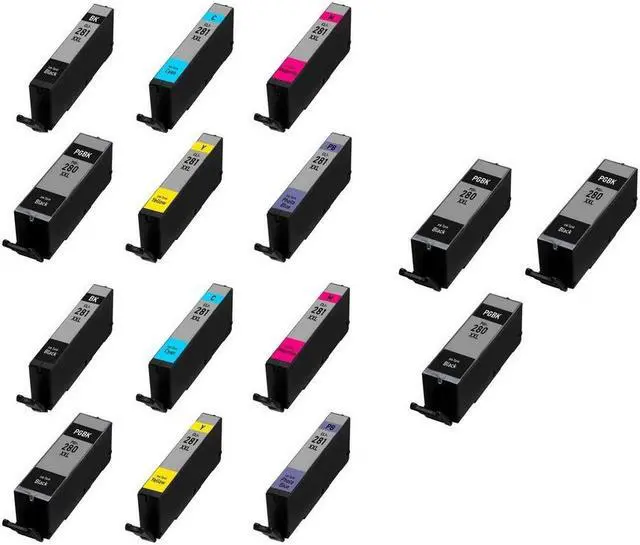 Alt view image 2 of 7 - SuppliesMAX Compatible Replacement for Canon PIXMA TS-8120/TS-8220/TS-8320/TS-9120/TS-9520 Super High Yield Inkjet Combo Pack (7-BK/2-C/M/Y/PB) (PGI-280XXL_5PK/CLI-281XXLPBMP_2PK)