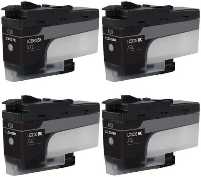 Alt view image 2 of 7 - SuppliesMAX Compatible Replacement for Brother DCP-J1100DW/MFC-J805DW/MFC-J815DW/MFC-J995DW/MFC-J1300DW Black Super High Yield Inkjet (4/PK-3000 Page Yield) (LC-3033BK_4PK)