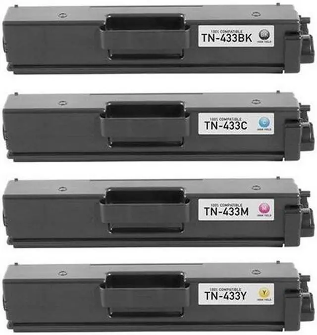 Alt view image 2 of 7 - Compatible Brother DCP-L8410/HL-L8260/HL-L8360/MFC-L8610/MFC-L8690/MFC-L8900/MFC-L8905 Toner Cartridge Combo Pack (BK/C/M/Y) (TN-433-COMBO)