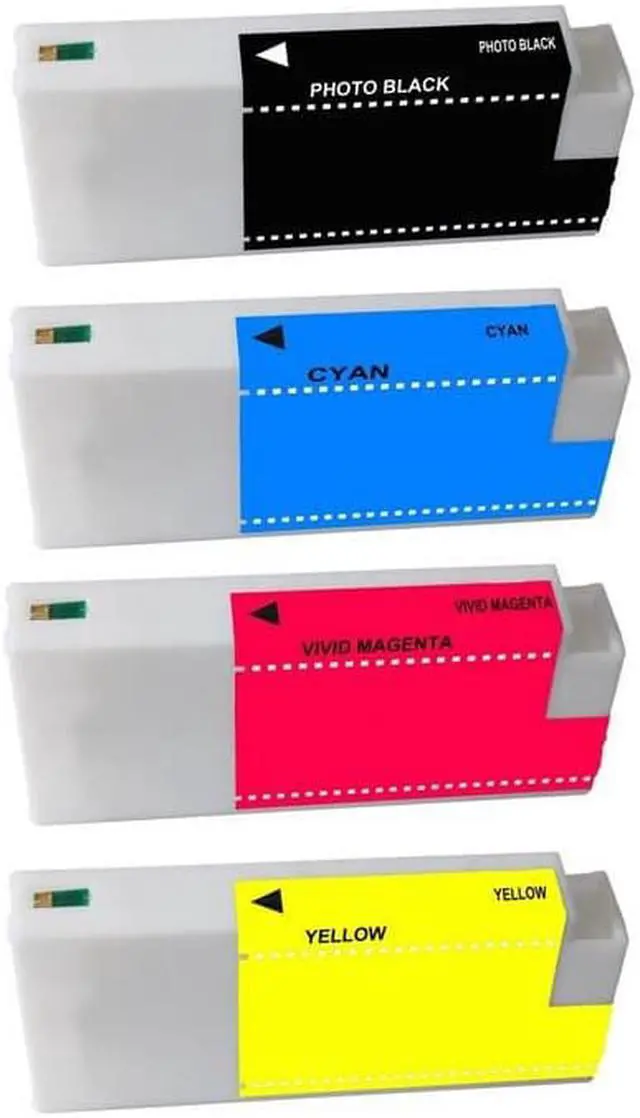 Alt view image 2 of 7 - SuppliesMAX  Replacement for Stylus Pro 7700/7900/9700/9900/WT-7900 High Yield Wide Format Inkjet Combo Pack (PBK/C/M/Y) (700 ML) (T596JPBKCMY)