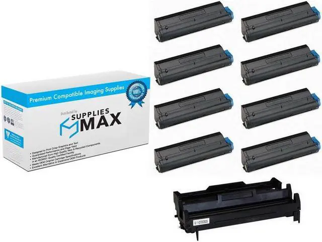 Main image of SuppliesMAX Compatible Replacement for Okidata B420dn/B430dn/B440dn/MB-400/MB-460-MFP/MB-470-MFP/MB-480-MFP Drum/High Yield Toner Value Combo Pack (1-Drum Unit/8-Toners) (43979001_1PK/43979201_8PKVB)