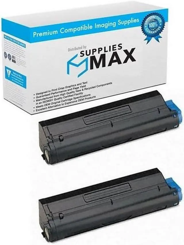 Main image of SuppliesMAX Compatible Replacement for Okidata B420dn/B430dn/B440dn/MB-400/MB-460-MFP/MB-470-MFP/MB-480-MFP High Yield Toner Cartridge (2/PK-7000 Page Yield) (43979201_2PK)