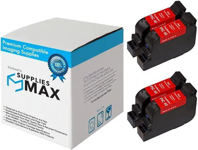 Main image of SuppliesMAX Remanufactured Replacement for Francotyp-Postalia PostBase Mailing System 20/30/45/65/85 Fluorescent Red High Yield Postage Meter Inkjet (4/PK) (PIC40_2PK)