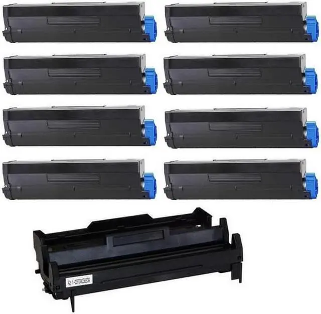 Alt view image 2 of 7 - SuppliesMAX Compatible Replacement for Okidata B4550/B4550n/B4600/B4600n/B4600n-MFP Series Drum/High Yield Toner Value Combo Pack (1-Drum Unit/8-Toners) (TYPE 9) (43501901_1PK/43502001_8PKVB)