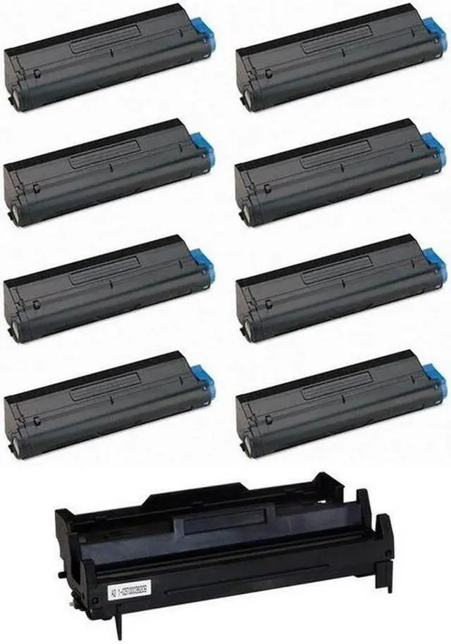 Alt view image 2 of 7 - SuppliesMAX Compatible Replacement for Okidata B420dn/B430dn/B440dn/MB-400/MB-460-MFP/MB-470-MFP/MB-480-MFP Drum/High Yield Toner Value Combo Pack (1-Drum Unit/8-Toners) (43979001_1PK/43979201_8PKVB)