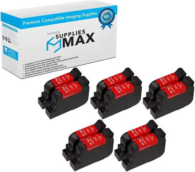 Main image of SuppliesMAX Replacement for Francotyp-Postalia PostBase 20/30/45/65/85 Fluorescent Red High Yield Postage Meter Inkjet (10/PK) (PIC40_5PK)