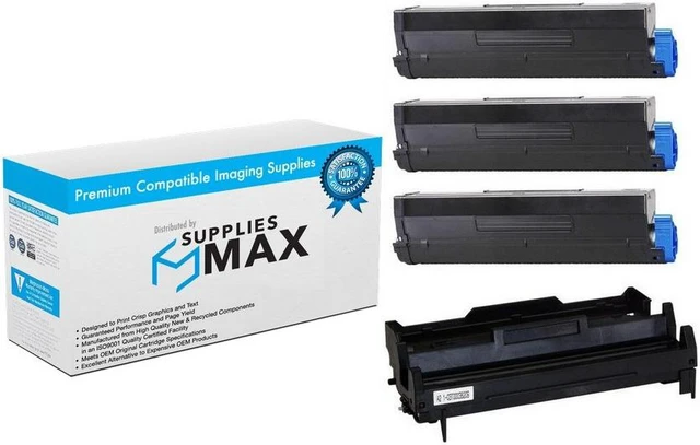 Main image of SuppliesMAX Compatible Replacement for Okidata B4550/B4550n/B4600/B4600n/B4600n-MFP Series Drum/High Yield Toner Value Combo Pack (1-Drum Unit/3-Toners) (TYPE 9) (43501901_1PK/43502001_3PKVB)