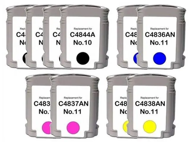 Alt view image 2 of 7 - SuppliesMAX Remanufactured Replacement for HP Business 1000/2200/2300/2600/2800/DesignJet 100/110/120/OfficeJet 9100/9130 Inkjet Combo Pack (4-BK/2-C/M/Y) (NO. 10/NO. 11) (C4834B2CMY)