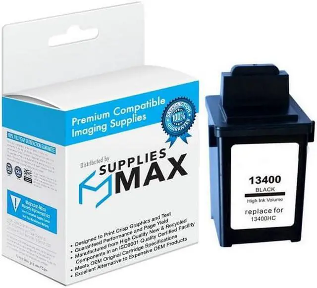 Main image of SuppliesMAX Replacement for Lexmark Color Jetprinter 1000/1020/1070/1100/2030/2050/2055/3000/ExecJet II/ Medley 4c/4sx Black Inkjet (600 Page Yield) (13400HC) (15M0640)