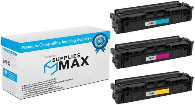 Main image of SuppliesMAX Compatible Replacement for HP Color Laser Jet Pro M255/M282MFP/M283MFP Series High Yield Toner Cartridge Combo Pack (C/M/Y) (NO. 206X) (W2110XM)