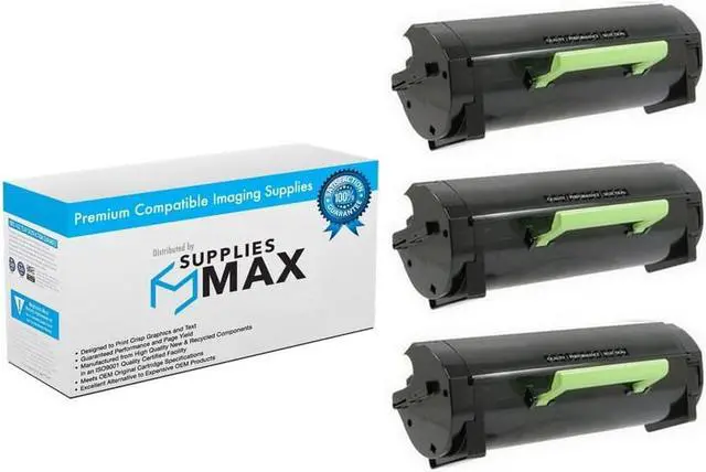 Main image of SuppliesMAX Compatible Replacement for Lexmark MS-321/MS-421/MS-521/MS-621/MS-622/MX-321/MX-421/MX-521/MX-522/MX-622 Series GSA High Yield Toner Cartridge (3/PK-15000 Page Yield) (56F000GJ_3PK)