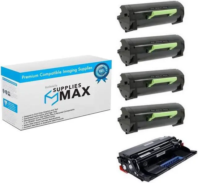 Main image of SuppliesMAX Compatible Replacement for Lexmark MS-321/MS-421/MS-521/MS-621/MS-622/MX-321/MX-421/MX-521/MX-522/MX-622 Series Drum/Toner Value Combo Pack (1-Drum/4-Toners) (56F0Z0E_1PK/56F1H0E_4PKVB)