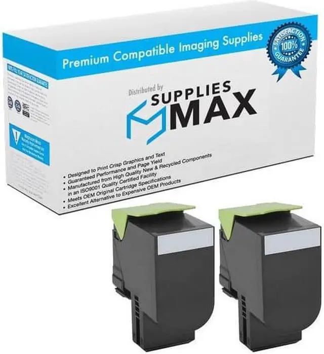 Main image of SuppliesMAX Compatible Replacement for Lexmark C2325/C2425/C2535/MC-2325/MC-2425/MC-2535/MC-2640 Series Black High Yield Toner Cartridge (2/PK-3000 Page Yield) (C231HK0_2PK)