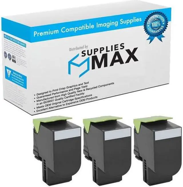 Main image of SuppliesMAX Compatible Replacement for Lexmark CS-720DE/CS-720DTE/CS-725DE/CS-725DTE/CX-725DE/CS-725DHE/CS-725DTHE Black High Yield Toner Cartridge (3/PK-7500 Page Yield) (74C00KG_3PK)