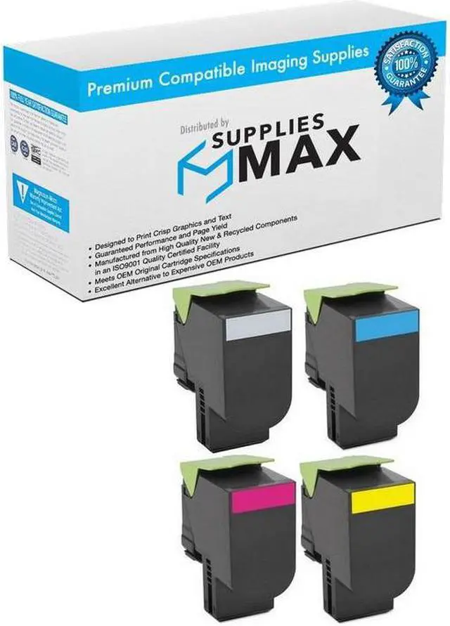 Main image of SuppliesMAX Compatible Replacement for Lexmark CS-720DE/CS-720DTE/CS-725DE/CS-725DTE/CX-725DE/CS-725DHE/CS-725DTHE High Yield Toner Cartridge Combo Pack (BK/C/M/Y) (74C1-COMBO)