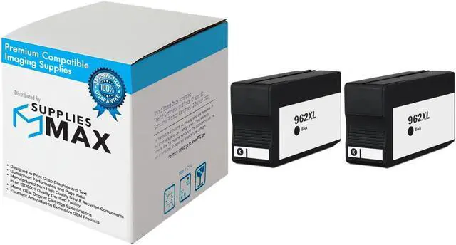 Main image of SuppliesMAX Remanufactured Replacement for HP OfficeJet Pro 9010/9014e/9015e/9019/9020e/9022e/9023/9025e/9026/9028e Black High Yield Inkjet (2/PK-2000 Page Yield) (NO. 962XL) (3JB35BN)