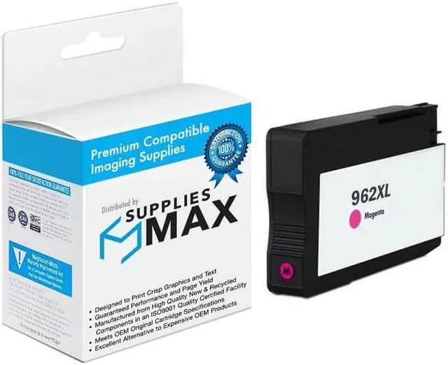 Main image of SuppliesMAX Remanufactured Replacement for HP OfficeJet Pro 9010/9014e/9015e/9019/9020e/9022e/9023/9025e/9026/9028e Magenta High Yield Inkjet (1600 Page Yield) (NO. 962XL) (3JA01AN)