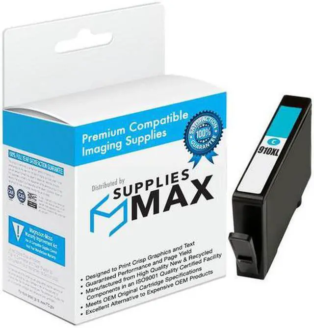 Main image of SuppliesMAX Remanufactured Replacement for HP OfficeJet Pro 8010/8014/8015/8020/8023/8024/8025/8028/8030/8035 Series Cyan High Yield Inkjet (825 Page Yield) (NO. 910XL) (3YL62AN)
