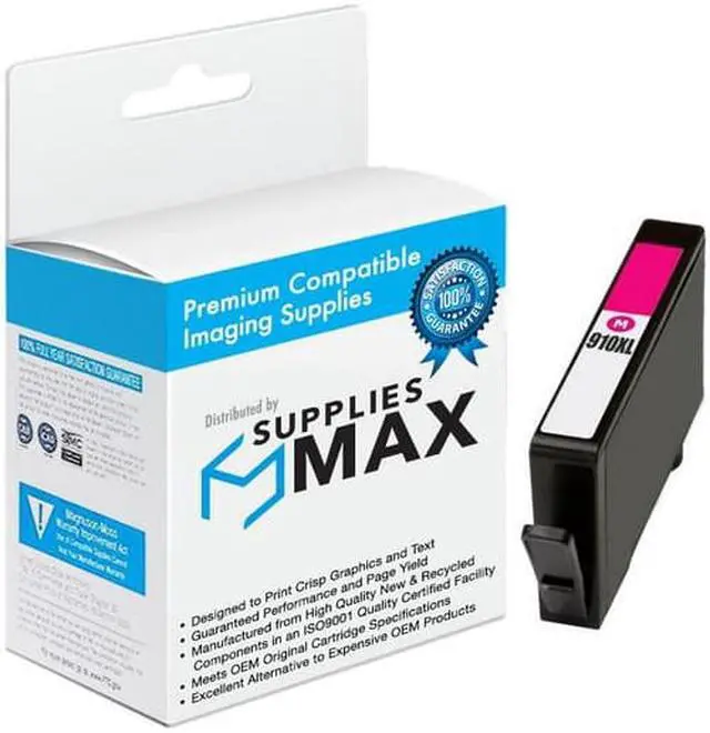 Main image of SuppliesMAX Remanufactured Replacement for HP OfficeJet Pro 8010/8014/8015/8020/8023/8024/8025/8028/8030/8035 Series Magenta High Yield Inkjet (825 Page Yield) (NO. 910XL) (3YL63AN)