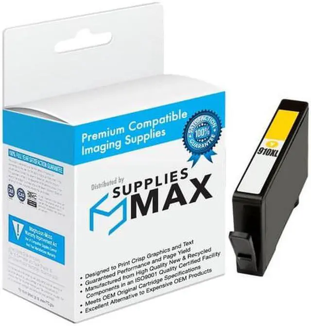 Main image of SuppliesMAX Remanufactured Replacement for HP OfficeJet Pro 8010/8014/8015/8020/8023/8024/8025/8028/8030/8035 Series Yellow High Yield Inkjet (825 Page Yield) (NO. 910XL) (3YL64AN)