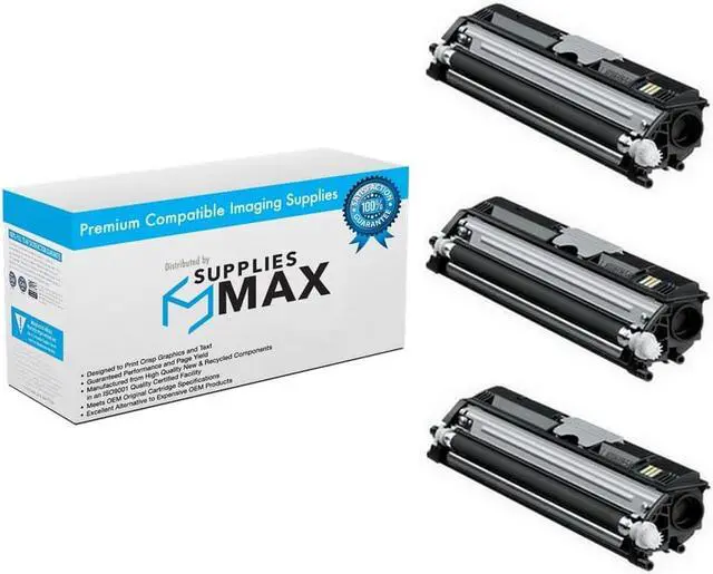 Main image of SuppliesMAX Compatible Replacement for Okidata C110/C130N/MC160/MC160N Black Toner Cartridge (3/PK-2500 Page Yield) (TYPE D2) (44250724_3PK)