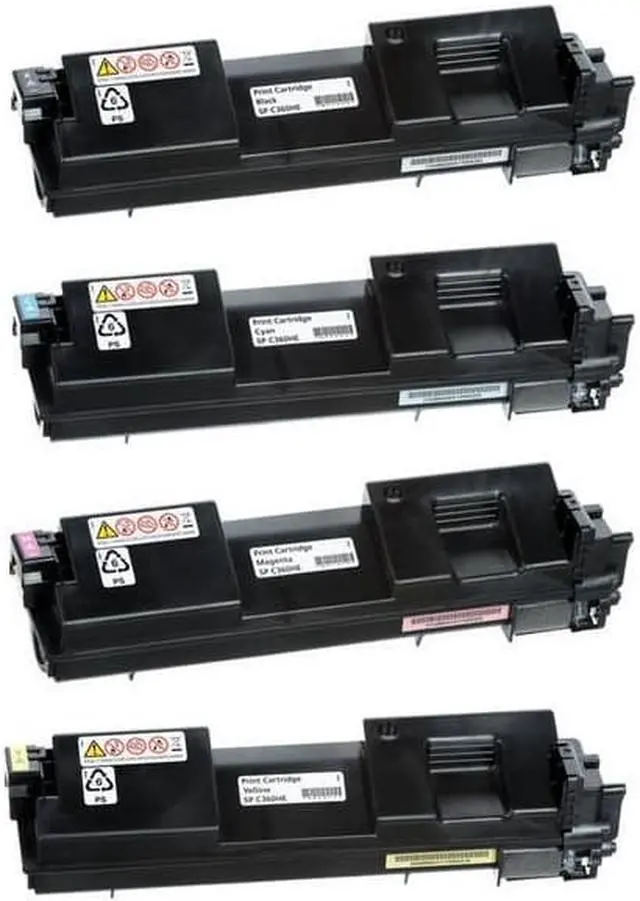 Alt view image 2 of 7 - SuppliesMAX Compatible Replacement for Ricoh SP-C360DNW/SP-C360SFNW/SP-C360SNW/SP-C361SFNW Toner Cartridge Combo Pack (BK/C/M/Y) (TYPE SP-C360HA) (40818BCMY)