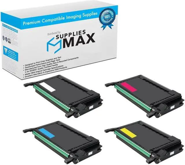 Main image of SuppliesMAX Compatible Replacement for Samsung CLP-600/CLP-600N/CLP-650N Toner Cartridge Combo Pack (BK/C/M/Y) (CLT-P600C)