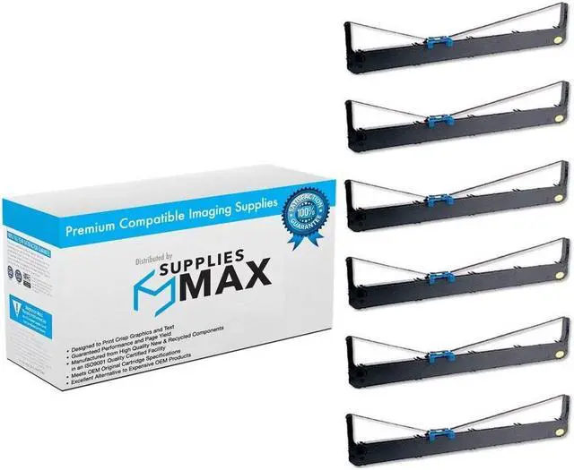 Main image of SuppliesMAX Compatible Replacement for Porelon 11560 Black Printer Ribbons (6/PK) - Replacement to Panasonix KX-P170