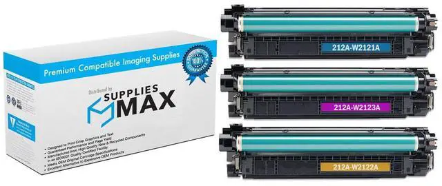 Main image of Compatible HP Color LaserJet Enterprise M554dn/M555dn/M555x/Flow MFP-M578dn/MFP-M578f Toner Cartridge Combo Pack (C/M/Y) (NO. 212A) (W2120AM)