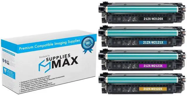 Main image of Compatible HP Color LaserJet Enterprise M554dn/M555dn/M555x/Flow MFP-M578dn/MFP-M578f Toner Cartridge Combo Pack (BK/C/M/Y) (NO. 212X) (W2120XMP)