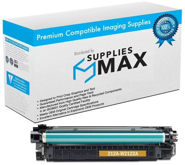 Main image of SuppliesMAX Compatible Replacement for HP Color Laser Jet Enterprise M554dn/M555dn/M555x/Flow MFP-M578dn/MFP-M578f Yellow Toner Cartridge (4500 Page Yield) (NO. 212A) (W2122A)